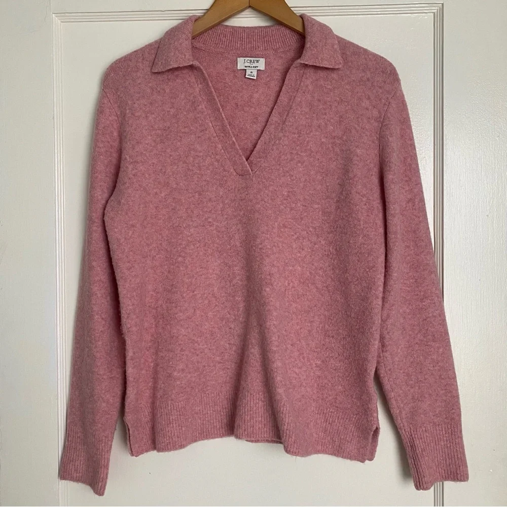 J. CREW Collared Polo Sweater in Extra Soft Yarn Pink Size Small - Picture 3 of 7